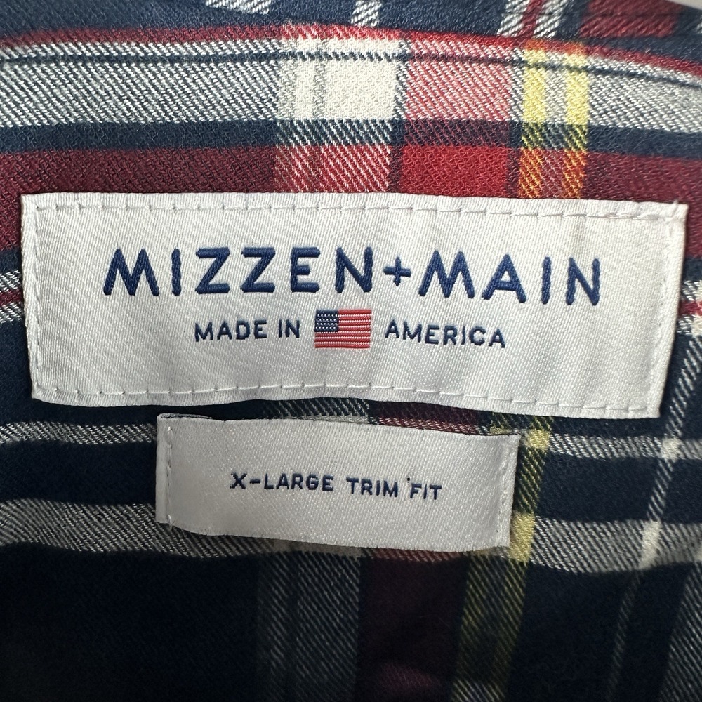 Mizzen+Main Plaid Button Down Shirt Mens XL Trim Fit Performance Stretch - Picture 3 of 6
